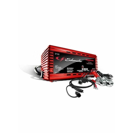 Schumacher Electric Fully Automatic Battery Charger/Maintainer, 2A, 6V/12V, Clamp Quick Connect. SP1296